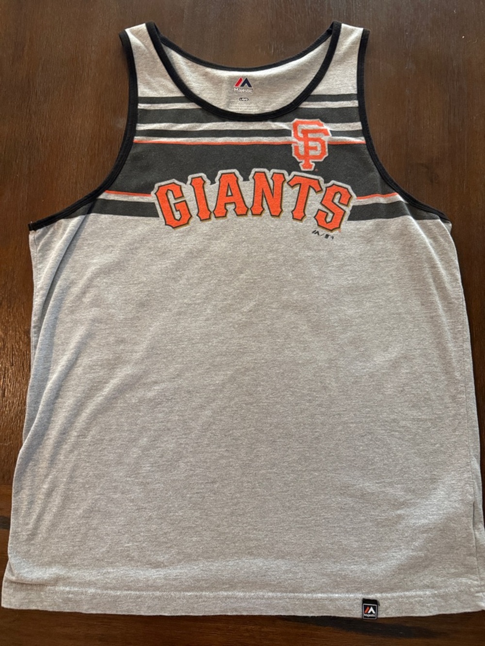 Majestic Gray & Black San Francisco Giants Tank with Orange Logo Large